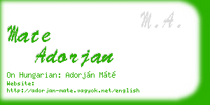 mate adorjan business card